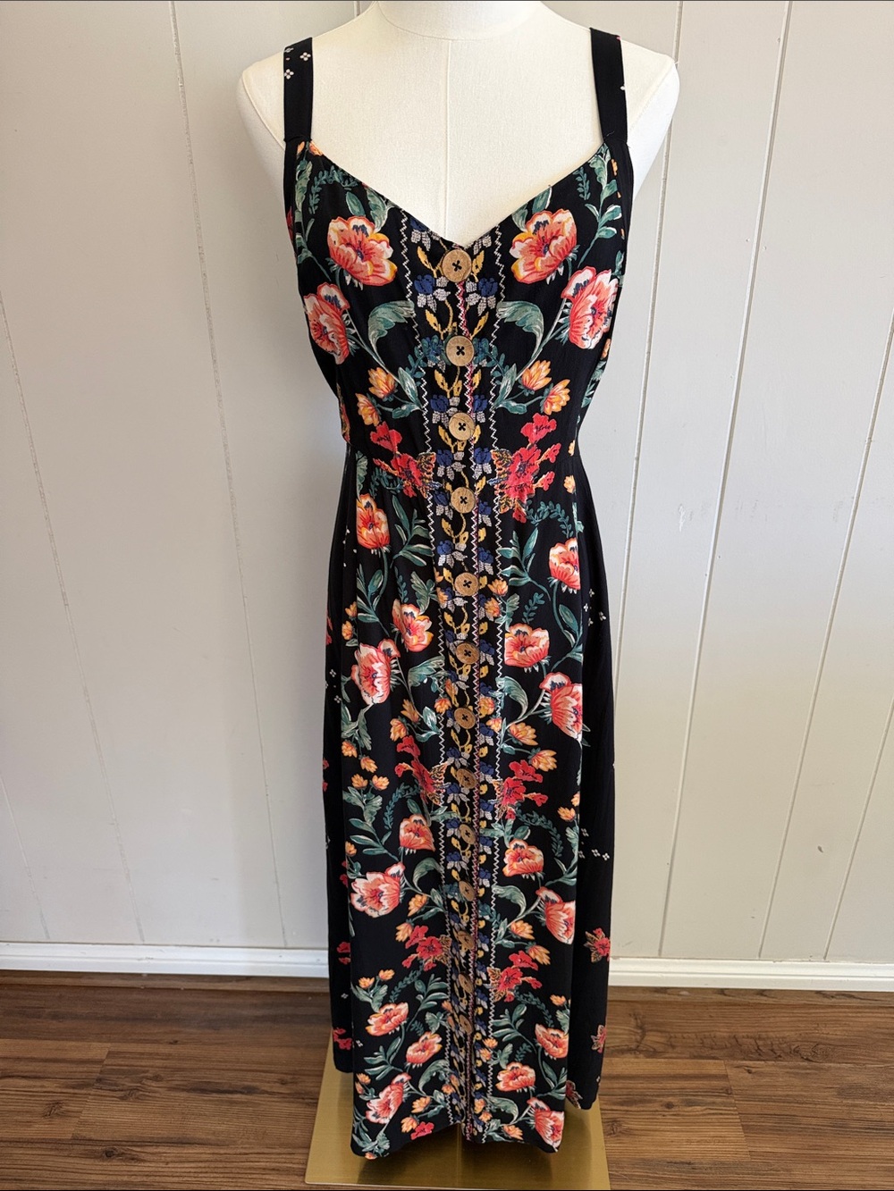 Angie Floral Maxi Dress Medium Boho Festival Whimsical Cottagecore